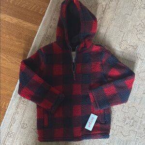 Cat & Jack Red and Black Plaid Kids Fleece